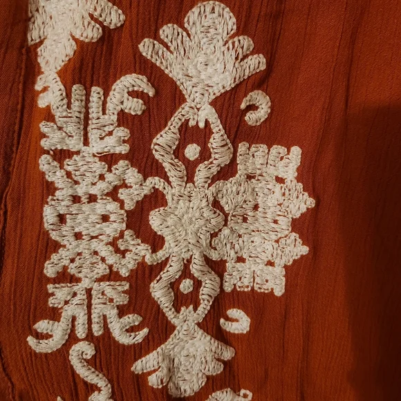 Women’s Chicos Embroidered Terracotta Kimono Cardigan Size L/XL Pockets Boho - Picture 6 of 8